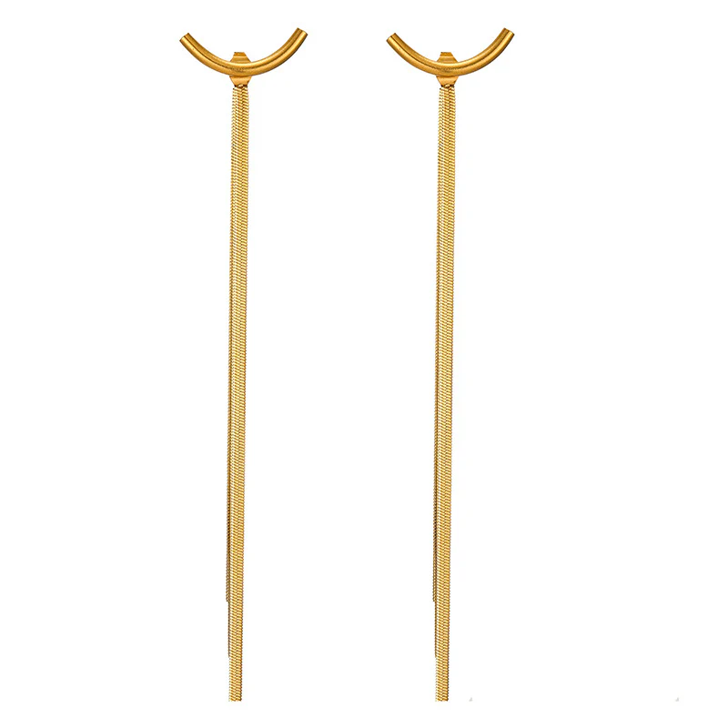 Gold Plated Chain Tassel Earrings