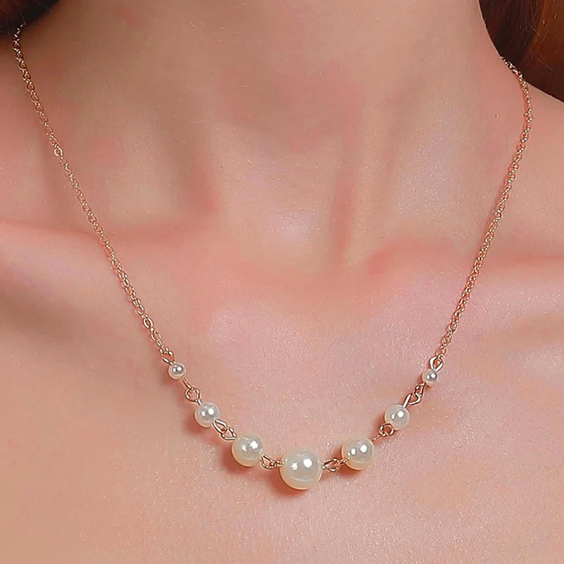 White Gold Plated Pearl Studded Necklace for Women