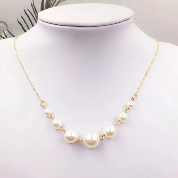 White Gold Plated Pearl Studded Necklace for Women