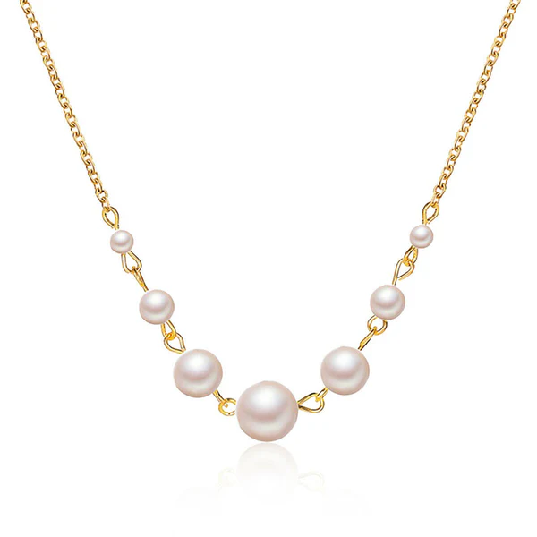 White Gold Plated Pearl Studded Necklace for Women