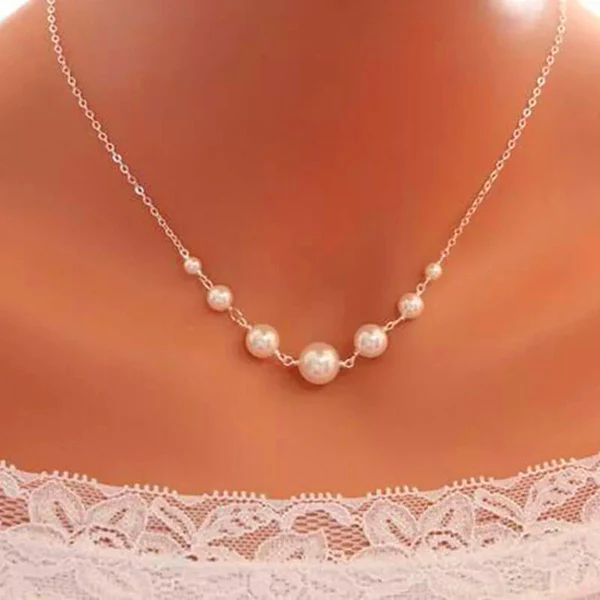 White Gold Plated Pearl Studded Necklace for Women