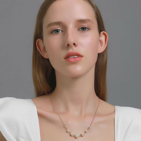 White Gold Plated Pearl Studded Necklace for Women