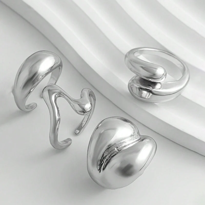 Trending Silver-Plated Stackable Finger Rings - Set of 4