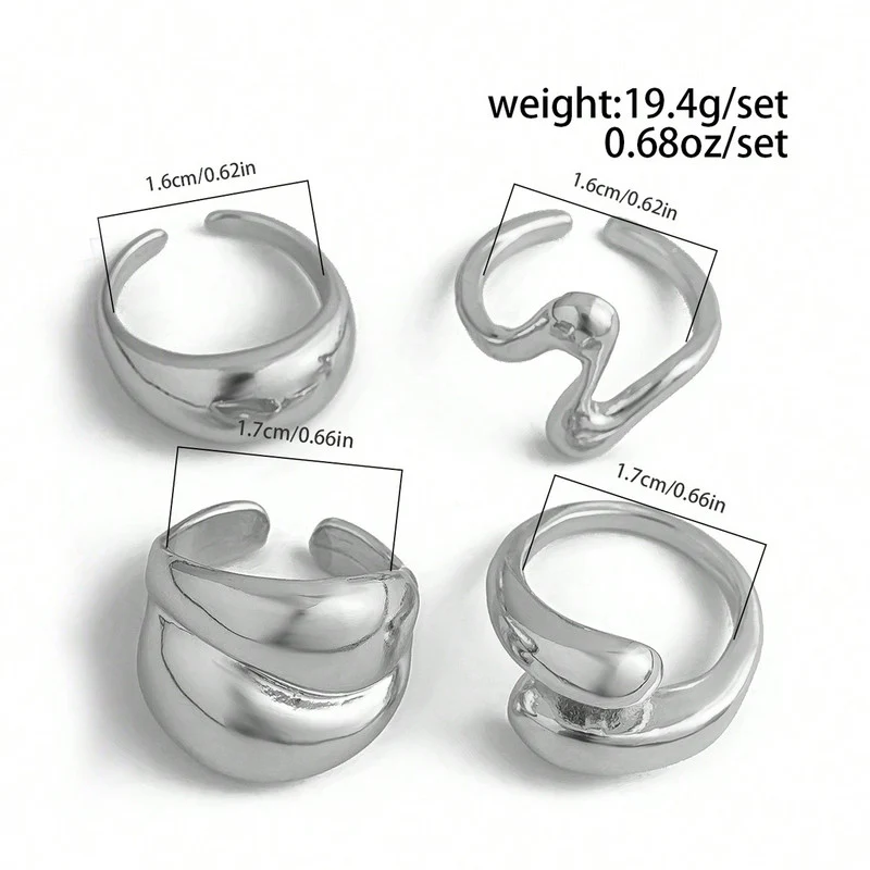 Trending Silver-Plated Stackable Finger Rings - Set of 4