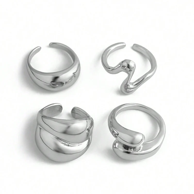 Trending Silver-Plated Stackable Finger Rings - Set of 4