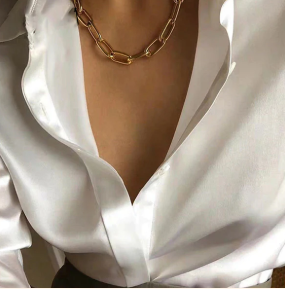 Glitzy Bold Gold Plated Chain Necklace for Women