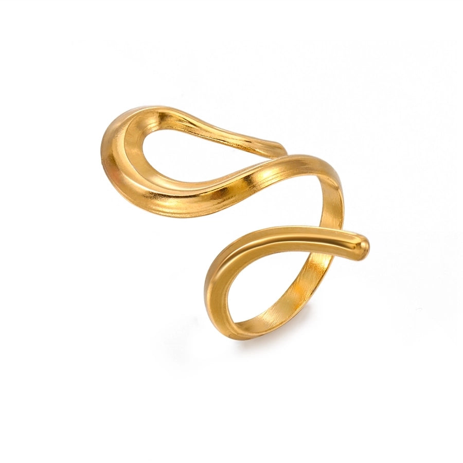 18K Gold-Plated Irregular Open Ring – Retro Hip-Hop Stainless Steel Design