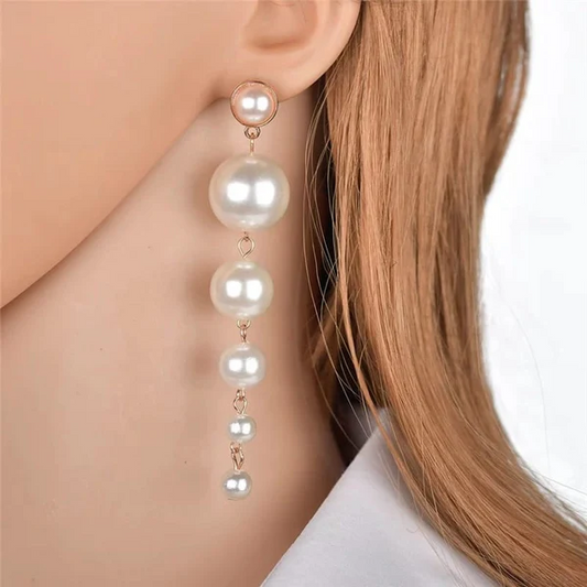 Chunky Pearl Drop Earrings – Gold Plated Statement Jewelry