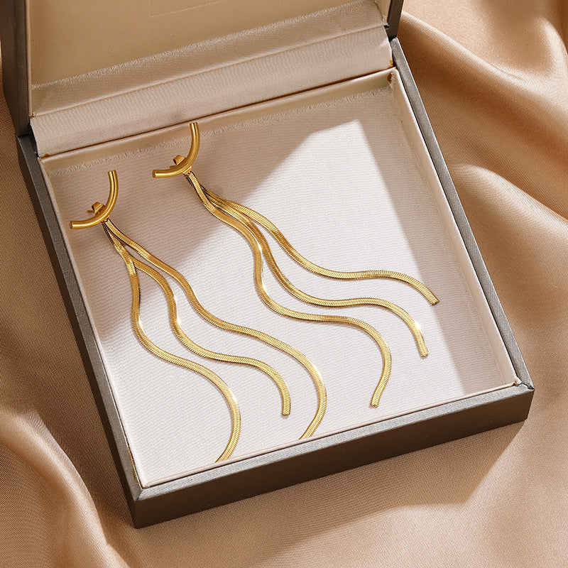 Gold Plated Chain Tassel Earrings