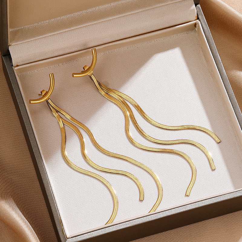 Gold Plated Chain Tassel Earrings