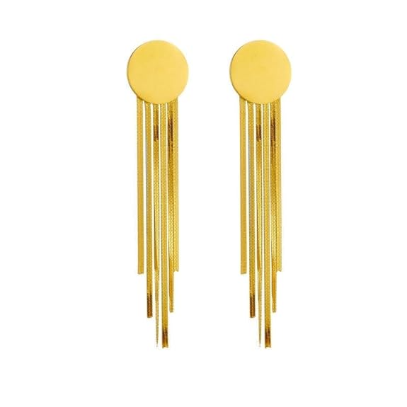 Vintage Style 18K Gold Plated Titanium Steel Tassel Drop Earrings for Women