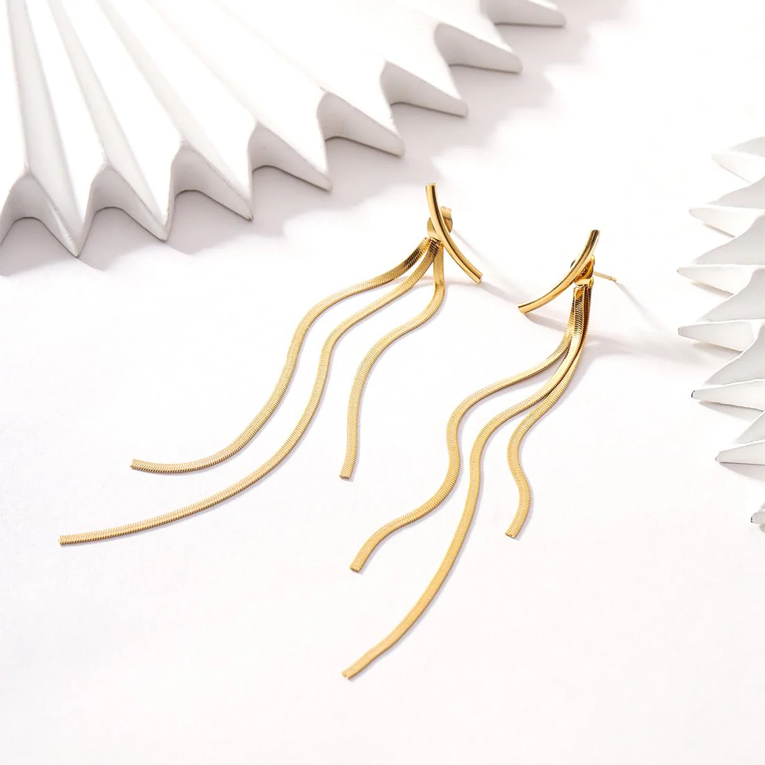 Gold Plated Chain Tassel Earrings