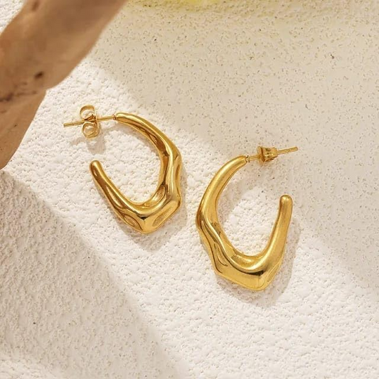 Gold Plated Geometric Half Hoop Earrings for Women