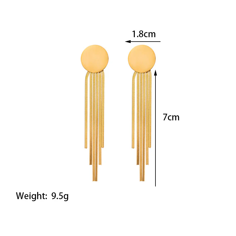 Vintage Style 18K Gold Plated Titanium Steel Tassel Drop Earrings for Women