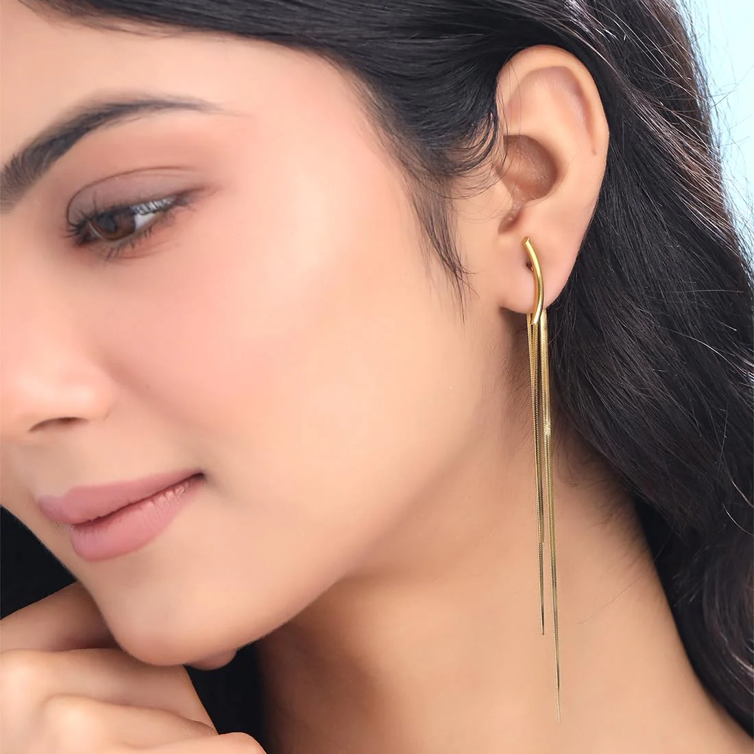 Gold Plated Chain Tassel Earrings