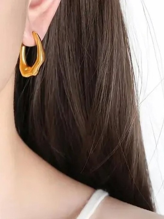 Gold Plated Geometric Half Hoop Earrings for Women