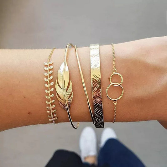 Gold Plated Stackable Bracelet Set (Pack of 5)