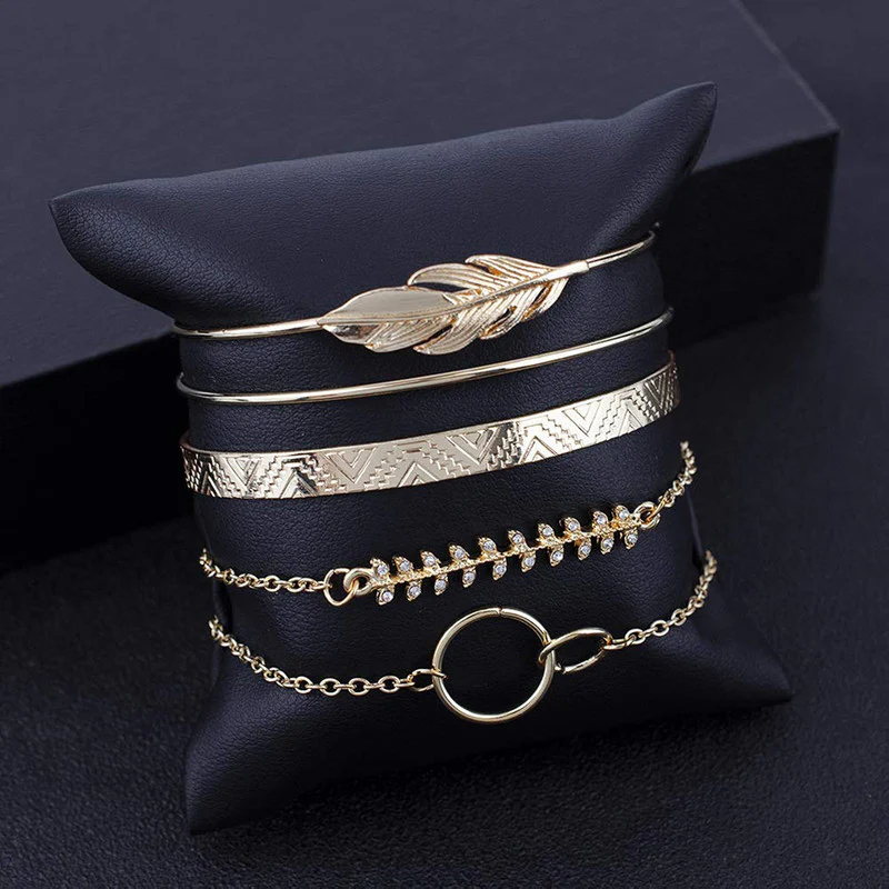 Gold Plated Stackable Bracelet Set (Pack of 5)