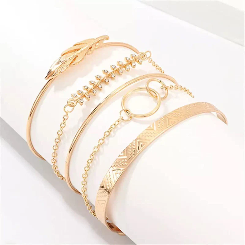 Gold Plated Stackable Bracelet Set (Pack of 5)