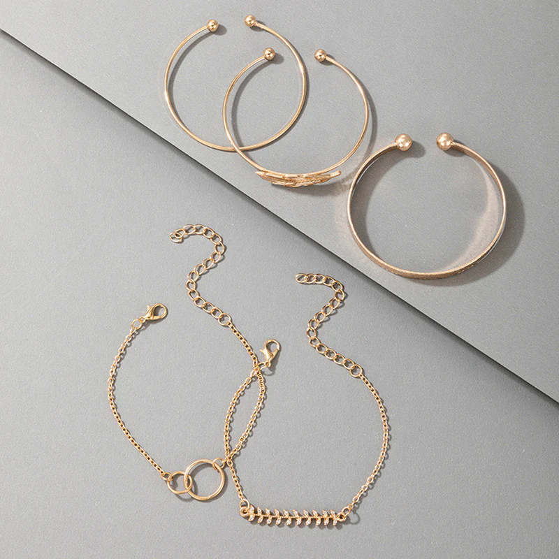Gold Plated Stackable Bracelet Set (Pack of 5)