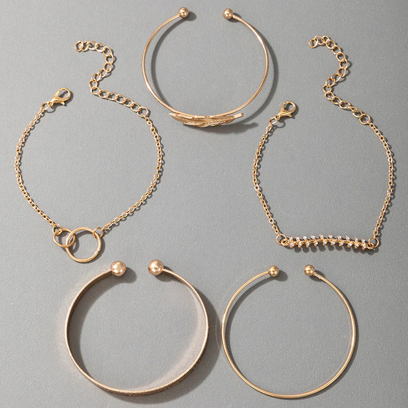 Gold Plated Stackable Bracelet Set (Pack of 5)