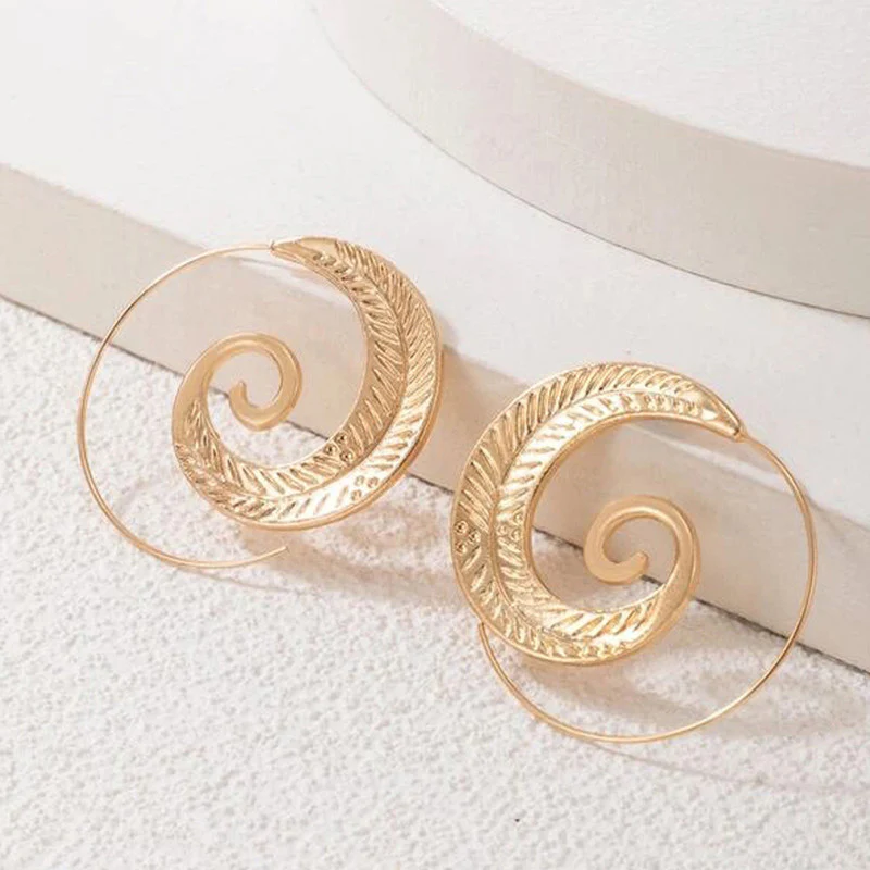 Spiral Gold Plated Hoop Earrings