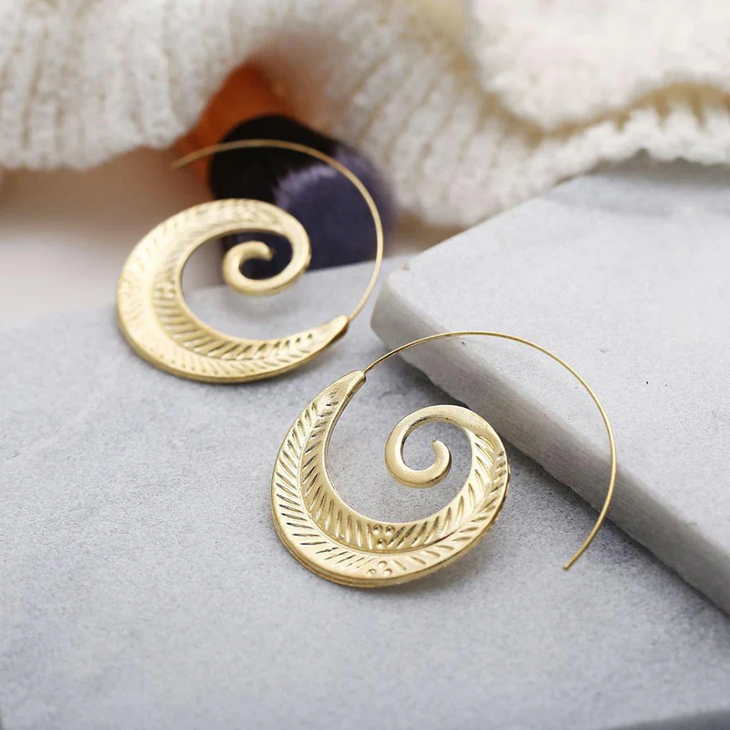 Spiral Gold Plated Hoop Earrings
