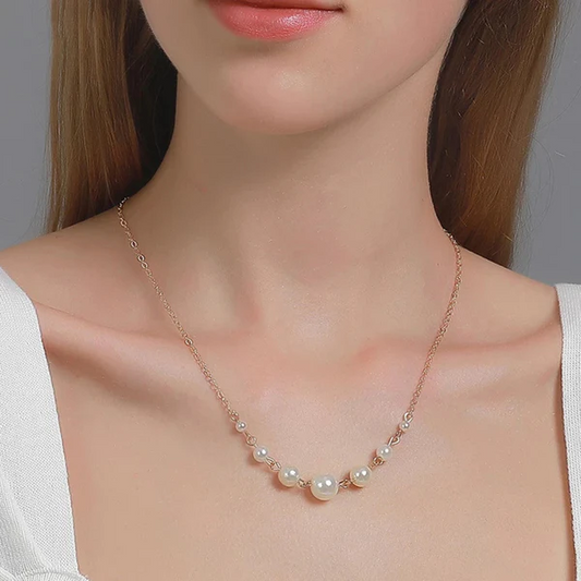 White Gold Plated Pearl Studded Necklace for Women