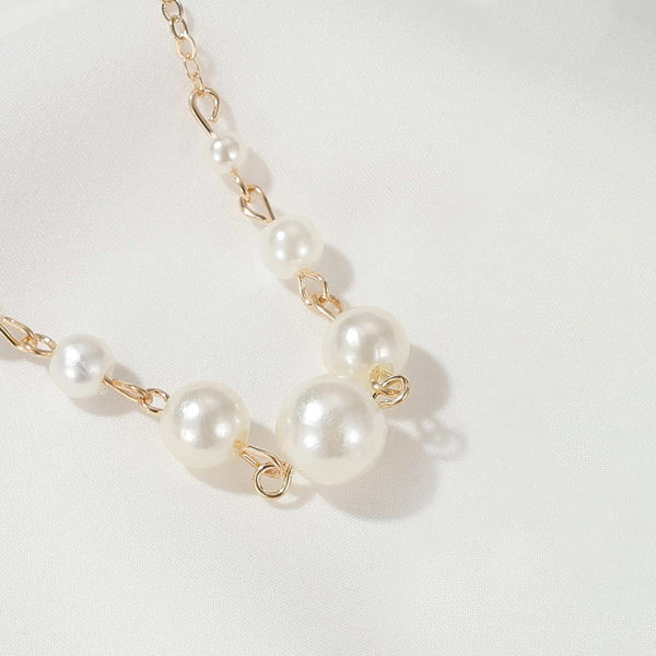 White Gold Plated Pearl Studded Necklace for Women