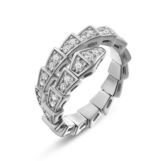 Silver Plated American Diamond Snake Finger Ring – Adjustable & Anti-Tarnish