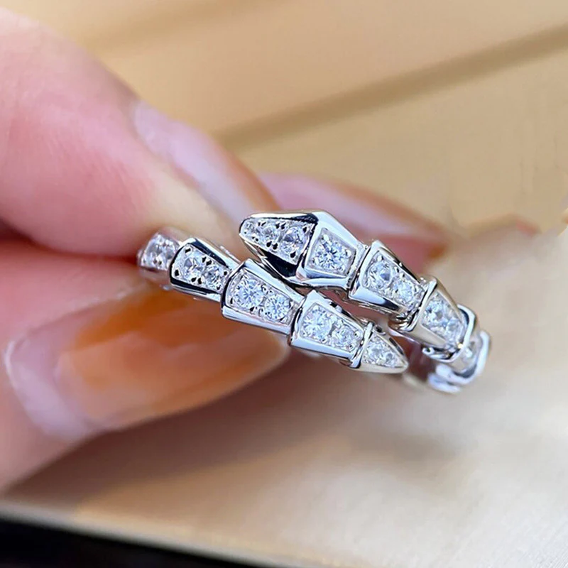 Silver Plated American Diamond Snake Finger Ring – Adjustable & Anti-Tarnish