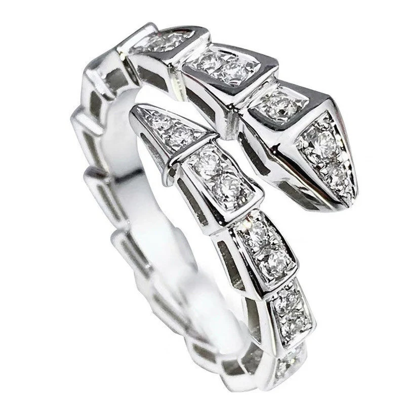 Silver Plated American Diamond Snake Finger Ring – Adjustable & Anti-Tarnish