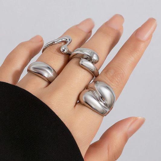 Trending Silver-Plated Stackable Finger Rings - Set of 4