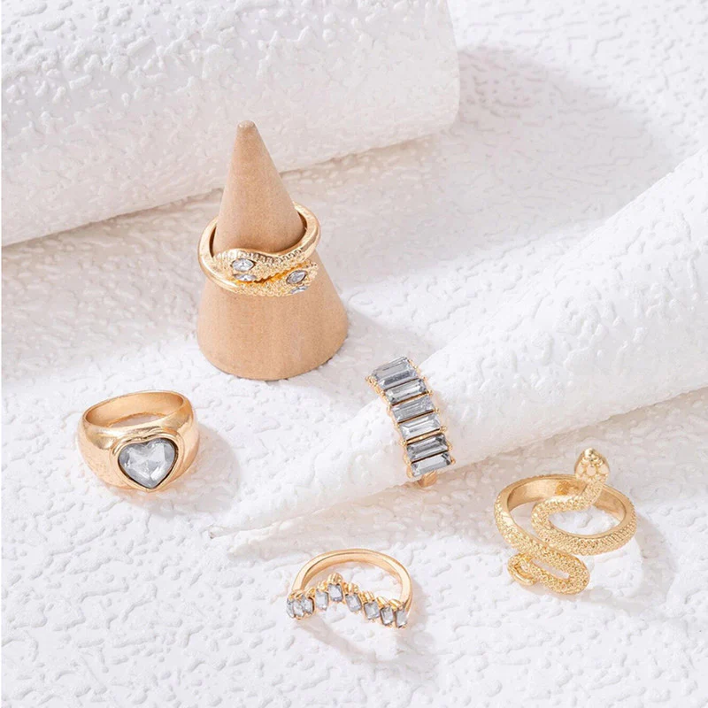 Gold Plated white  Stone Heart Ring