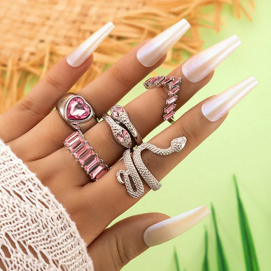 Silver Plated Pink Stone Heart Ring