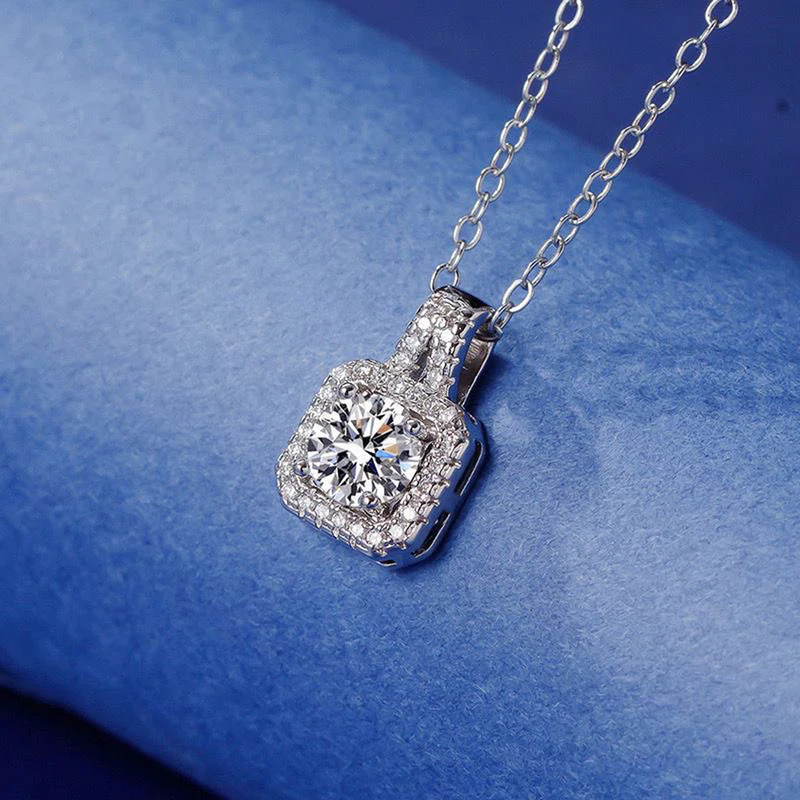 Crystal Solitaire Pendant Necklace – Silver-Plated Jewelry for Women