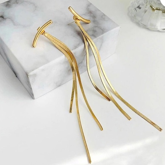 Gold Plated Chain Tassel Earrings