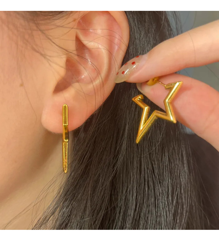 Modern Irregular Star 18K Gold Plated Stainless Steel Ear Studs for Women
