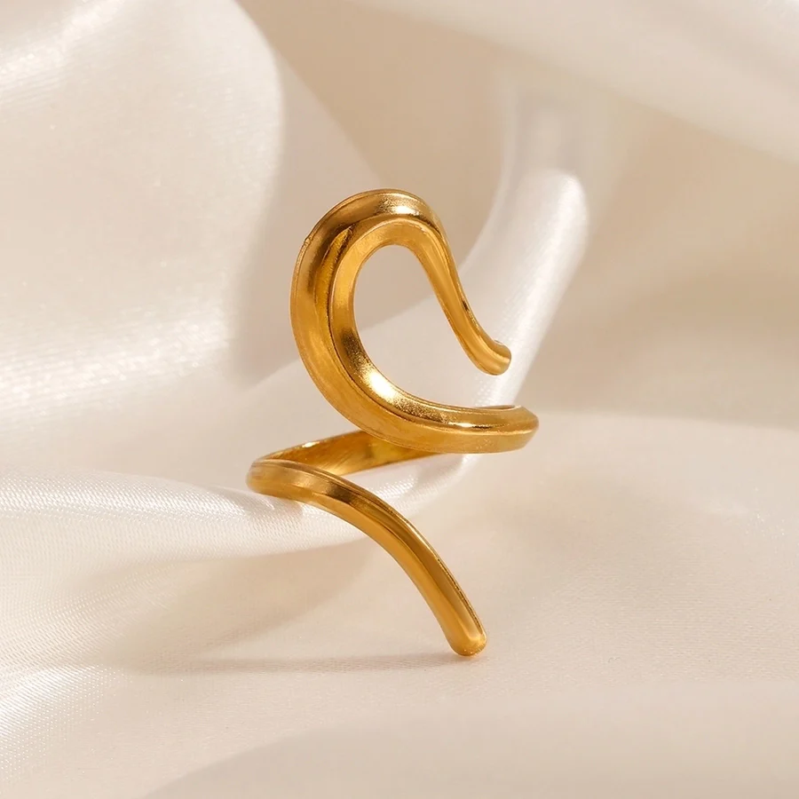 18K Gold-Plated Irregular Open Ring – Retro Hip-Hop Stainless Steel Design