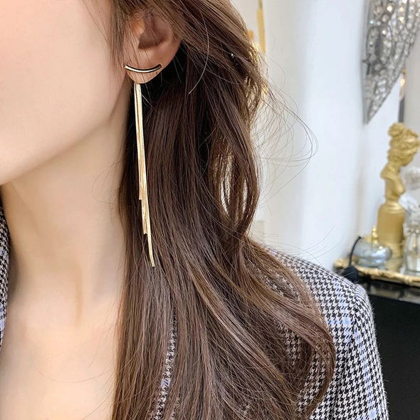 Gold Plated Chain Tassel Earrings
