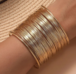 Gold Plated Mesh Design Cuff Bracelet for Women – Statement Jewelry